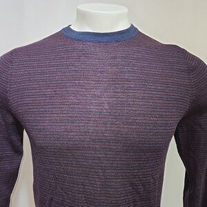 Patrick Assaraf Sweater Mens Size Small 100% Extra Fine Merino Wool Thin Striped